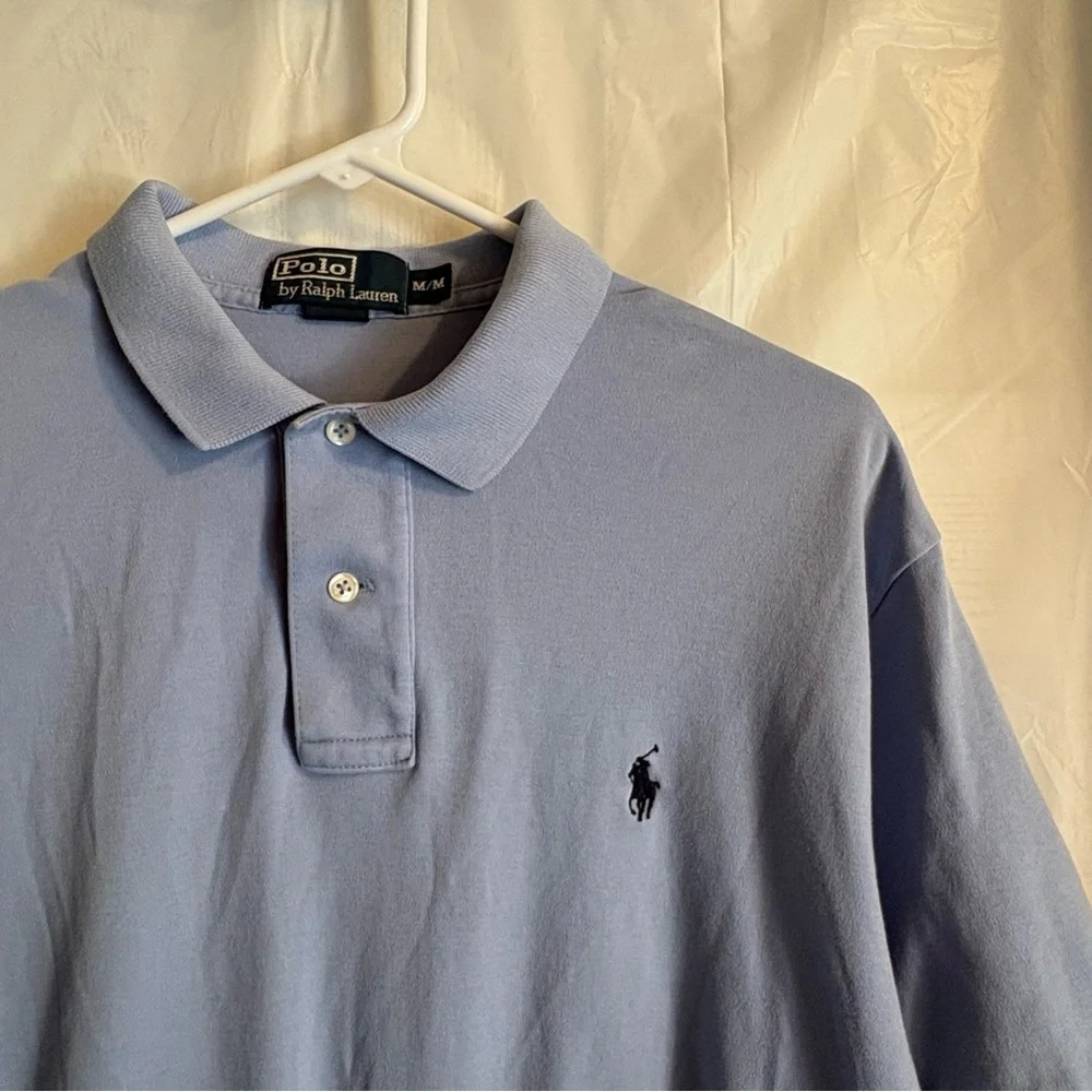 Vtg Polo‎ By Ralph Lauren Men's Size Med Light Blue Polo Cotton Preppy Collared